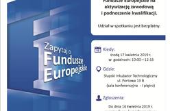 Bezpłatne spotkanie informacyjne w Słupsku pt.: „Fundusze Europejskie na aktywizację zawodową i podnoszenie kwalifikacji”